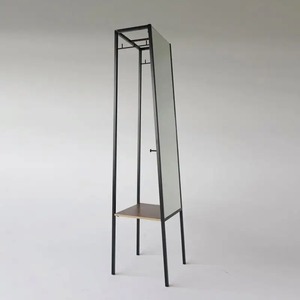 Mur décoratif pour miroir d'habillage de style pleine longueur à cadre carré en métal avec rangement - Product Image 3