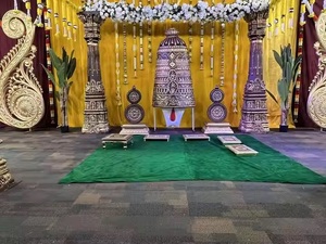 Panneaux ronds de scène de mariage moderne Cadres de scène de mariage traditionnel à dos blanc Impressionnant cadre arrière de scène de mariage C - Product Image 2