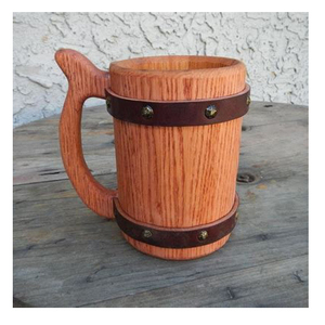 <b>WOODEN</b> BEER MUG - 100% HANDCRAFTED Viking <b>Tankard</b> - Includes Medieval Gift Sack - Multiple Sizes Tableware Decoration Home Deco - Product Image 4