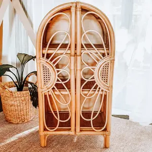 Eco-friendly natural rattan Daisy arch cabinet for kids wardrobe stunning design handmade from Vietnam