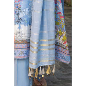 Conjunto de Traje de 3 Piezas para Mujer con Estampado de Lurex Jacquard y Dupatta a Rayas SP-52094 - Product Image 4