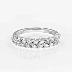 Vista 10K/14K/18K ทอง Marquise ตัดเพชรแหวนครบรอบแหวนนิรันดร์ STACKABLE เครื่องประดับที่ดีสำหรับผู้หญิง - Product Image 5