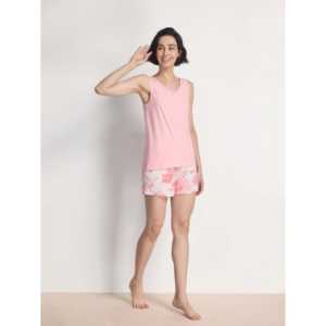 Conjunto de Shorts y Camiseta de Tirantes con Cuello en V de Bambú Premium Personalizado para Verano, con Ribete de Encaje, Tejido de Spandex, Logotipo Personalizado, Cordón Ajustable, Suave y Sostenible, ODM - Product Image 1