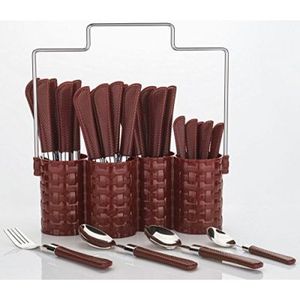 Ensemble de 24 pièces de couteau fourchette cuillère à couverts en matériau personnalisé écologique suspendu avec support en métal à bas prix - Product Image 2