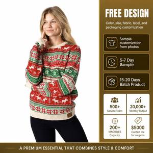 <strong>Women's</strong> Knitted Sweater <strong>Christmas</strong> Fair Isle Reindeer Snowflake Jacquard Pullover Festive Knitwear Winter Warm <strong>Jumper</strong> Top - Product Image 1