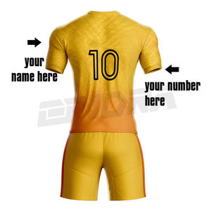 Maillot de football jaune avec short, tissu respirant et léger pour un confort optimal, séchage rapide, performance, entraînement, jeu quotidien x - Product Image 2