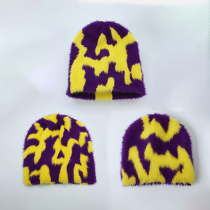 Bonnets en mohair de haute qualité avec logo personnalisé, 100% mohair, bonnets d'hiver en fourrure de mohair, étiquette de logo personnalisée, bonnets en mohair, bonnets en laine fourrés - Product Image 2