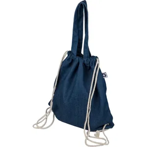 Zainetti Sportivi Promozionali in Denim Riciclato Sostenibile con Coulisse per Gadget - Product Image 1