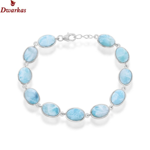 Offre Spéciale 925 argent Sterling lunette bracelet à breloques pour les femmes réglable plaqué or Larimar bijoux pour cadeau - Product Image 6