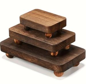 High Quality Vintage Design Round Wooden Tray with Stand Natural Wood Kitchenware for Wardrobe Use Bag Display Wholesale Vietnam - Product Image 3