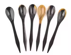 Crescent Crafts Cuillères à corne à charme historique Ustensiles uniques avec miroir à long manche pour les fêtes - Product Image 2