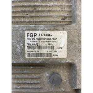 CENTRALE DE COMMANDE D'INJECTION FIAT Grande Punto 1ère Série 51784562 199A3000 diesel 1300 (05>08) - Product Image 3