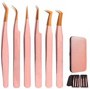 Juego de pinzas de pestañas de acero inoxidable de calidad superior al mejor precio de alto impacto de diseño personalizado 6 piezas - Product Image 1