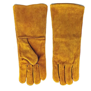 Guantes de soldadura de cuero dividido de vaca Guantes de seguridad de cuero genuino de piel de vaca largos Protección DE TRABAJO Soldadura industrial - Product Image 4