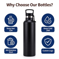 Bouteille d'eau isotherme à grande ouverture en acier inoxydable 304 de 750 ml (24 oz) – Grande capacité pour les sports de plein air et la salle de sport