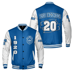 Zeta Phi Beta 1920 Sorority Founders Letterman Jacket Azul Blanco Varsity ZPB Greek Life Chenille Patch Apparel - Product Image 3