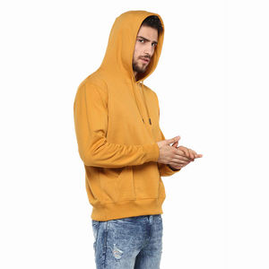 Sudadera con Capucha para Hombre, Color Dorado Amarillo, de Invierno, Algodón y Poliéster, Manga Larga, Forro Polar, Ecológica, Resistente al Viento, OEM - Product Image 3