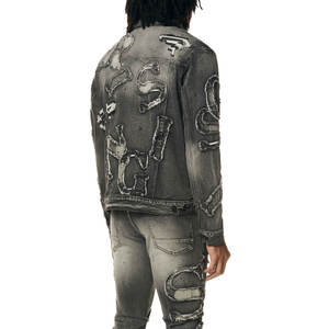 Ensemble veste et pantalon en denim hip-hop pour homme, hiver, respirant, 100% coton, haute qualité, logo personnalisé, vente en gros, vêtements d'extérieur - Product Image 5