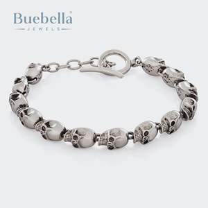 Hot Sale 5mm 18K Gold and 925 <b>Silver</b> Plated Skull <b>Bracelet</b> for Men <b>Bracelets</b> and <b>Bangles</b> - Product Image 1