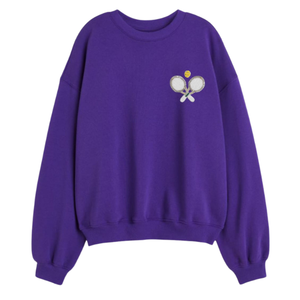 Sweat-shirt pour femme en coton 100% respirant à col rond décontracté avec logo patchwork sur le devant et doublure à paillettes pour les jours de match des équipes célèbres 2025 - Product Image 3