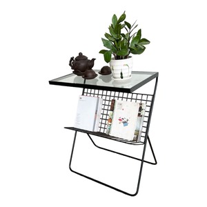 SST028 Minimalist Glass-Top Coffee <b>Table</b> with Durable <b>Iron</b> Frame Tempered for Tea <b>Table</b> Use in Farmhouse Interior Decoration - Product Image 2