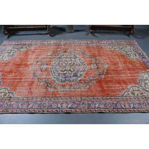 Grand tapis vintage 5,5x9,3 pieds, tapis turc en laine rayé rouge - Product Image 3