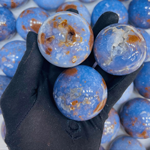 Blue Flower Agate Crystal Sphere <b>Ball</b> Natural Gemstone Sphere for Healing Meditation and Decor Bulk Supply - Product Image 5