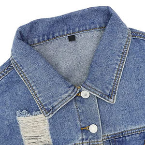 Top <b>Sale</b> Autumn and <b>Spring</b> Crop Women's Denim Jean Jacket Turn Down Collar Pocket Loose Jacket For Women with OEM Service - Product Image 6