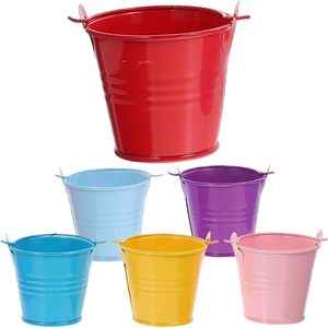 Seau en métal nouvellement galvanisé avec poignée couleur émail pour décor à la maison jardinière de fleurs seau multi-utilisable - Product Image 4