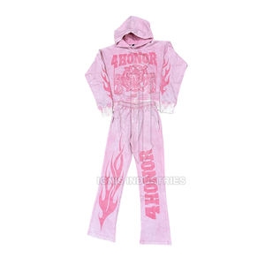 ชุดวอร์มแฟชั่นใหม่สำหรับผู้ชายชุดวอร์มวัสดุหนาสีพื้นออกแบบโลโก้ได้ตามต้องการ - Product Image 1