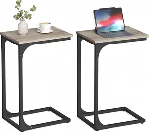 מכירה חמה מעץ בצורת C ספה שולחן תה שחור מתכת מודרני ריהוט משרדי סלון שולחן קפה