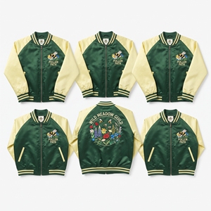 Wholesale Satin Bomber <b>Jacket</b> Black <b>Silver</b> Compass Embroidered Varsity Coat Front Zip Ribbed Trim Factory Direct - Product Image 3