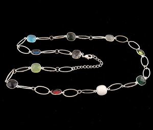 Edding Jewelry-collar de Latón chapado en plata para dama de honor, cadena de eslabones ovalada con forma de cojín, diminuto - Product Image 5
