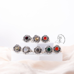 Antique 925 Sterling Silver Stone Boho Ring Bijoux faits à la main Argent massif Naturel Smokey Lapis Malachite Gemstone Statement Ring - Product Image 2