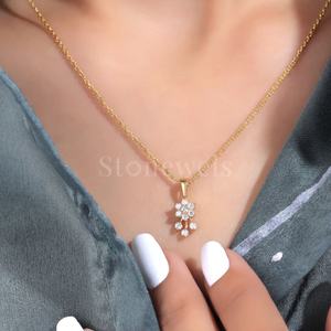 Leva Diamond <b>Pendant</b> in 9kt - 24kt <b>Gold</b> | Contemporary Fine Jewelry <b>Pendants</b> & Charms for Women in <b>Gold</b>, <b>Rose</b> & White <b>Gold</b> - Product Image 2