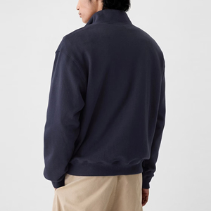 Sweat-shirts à col montant en molleton de coton personnalisés de haute qualité avec logo imprimé, style ample, pour hommes, fermeture éclair 1/4, manches longues, sweats d'hiver - Product Image 6