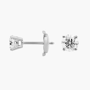 Boucles d'oreilles clous abordables en diamant de laboratoire rond brillant à quatre griffes, 1,00 carat, en or massif 14 carats, pour usage quotidien, cadeau - Product Image 4