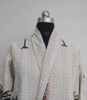 Veste bohème à manches longues pour femme, haut de Collection d'hiver, imprimé Kantha, fait à la main, grande taille