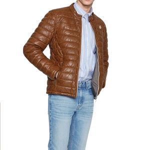 แจ็กเก็ตหนังปลาปักเป้าสำหรับผู้ชายสำหรับฤดูหนาวคอตั้งปักโลโก้ - Product Image 3
