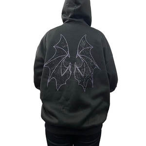 Léger confortable grande taille sweats décontracté vêtements d'hiver sweats à capuche strass fait polyester/coton matériel teint uni - Product Image 4