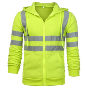 เสื้อโค้ทตัวใหญ่มีซิปสะท้อนแสงสำหรับผู้ชาย, เสื้อแจ็คเก็ตทำงานขนสุนัขจิ้งจอกไซส์ใหญ่พิเศษผ้าใยไผ่ - Product Image 3