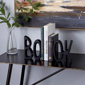 Novelty Modern Aluminum <b>Book</b> Word Bookends Heavy Look Typography Rustic Library Decor Weighted Black Letter <b>Book</b> Supports - Product Image 2