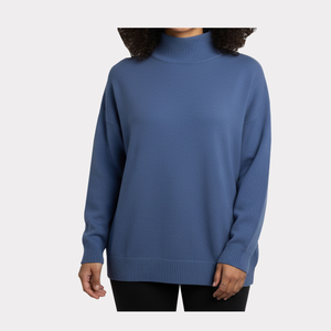 Pull-over décontracté à col roulé pour femme, couleur unie, style universitaire, en polaire polyester/coton, avec logo personnalisé sur le devant, idéal pour l'hiver - Product Image 6