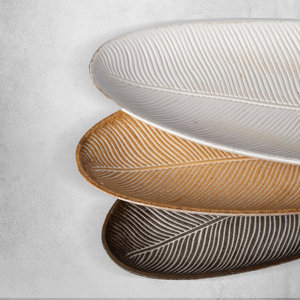 Bandeja DE SERVICIO DE ALUMINIO decorativa blanca con diseño de hojas, segura con acabado rústico antiguo, almacenamiento de alimentos de lujo Premium para el hogar y el Hotel - Product Image 5