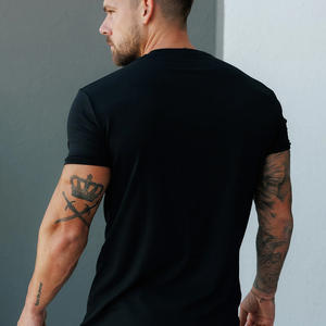 New Trendy Men's Crew Neck Slim Fit <b>Black</b> Gym Active Wear Men'sT-<b>Shirt</b> 100% Cotton Blend Breathable Custom Logo <b>T</b>-<b>Shirt</b> For Men - Product Image 3