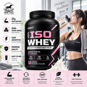 Proteína de Suero de Leche Aislada EVERFIT WPI en Polvo 2KG 25g de Proteína Sin Azúcar Añadido Halal OEM Marca Privada Crecimiento Muscular Nutrición Deportiva - Product Image 1