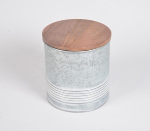 Galvanised Iron Canister <b>Box</b> <b>Wooden</b> Lid <b>Large</b> 1L Food Container Pizza Food Spice Honey Free Customizable Logo Direct - Product Image 2