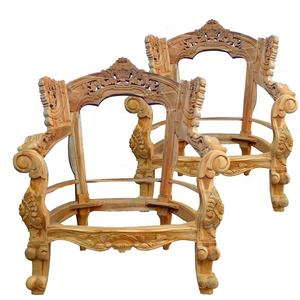 Solid Unfinished Teak Wood Chair <b>Sofa</b> Eight <b>Wooden</b> <b>Frames</b> European Design Style <b>for</b> Home Bedroom Hotel Living Room Furniture - Product Image 3