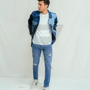 ODM OEM D-Ride Moto กางเกงยีนส์ชายทรงตรง, กางเกงยีนส์ปรับทรงตรงเข้ารูปทรงหลวมโลโก้เย็บปะสี - Product Image 3