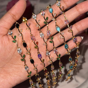 Bracelet en laiton micro-incrusté de zircon de qualité, style luxe, inspiré d'Instagram, minimaliste et luxueux, best-seller transfrontalier 2026 - Product Image 1